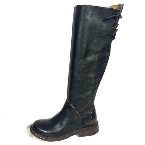 Bed Stu Distressed Leather Lace Up Tall Moto Boots Size 6.5 Women’s MSRP $345